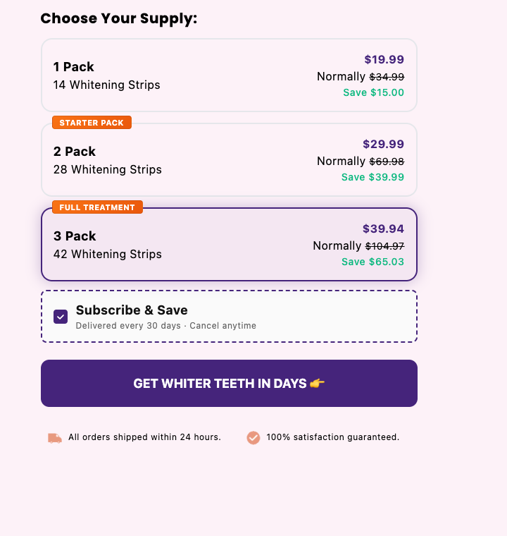 Teeth Strips Subscribe and Save selected screenshot